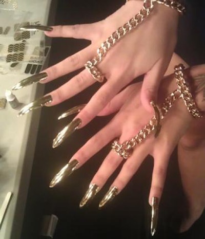 1 27 2013 Backup Dancer With Gold Chevron Minx Applied And Photographed By Lisa Logan For Video Superbowl Hologram Stage Component