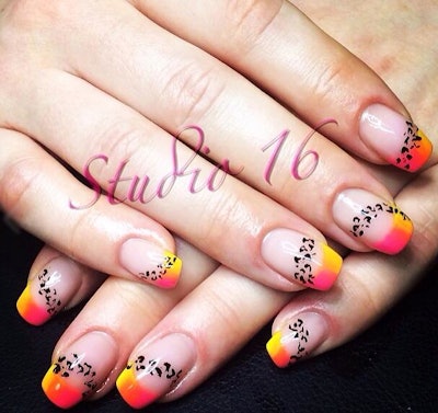 Leo Print Neon Nails