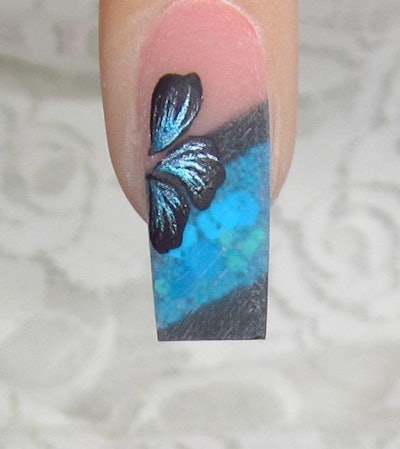 Blue Glitter Nails 4