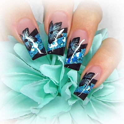 Blue Glitter Nails 5