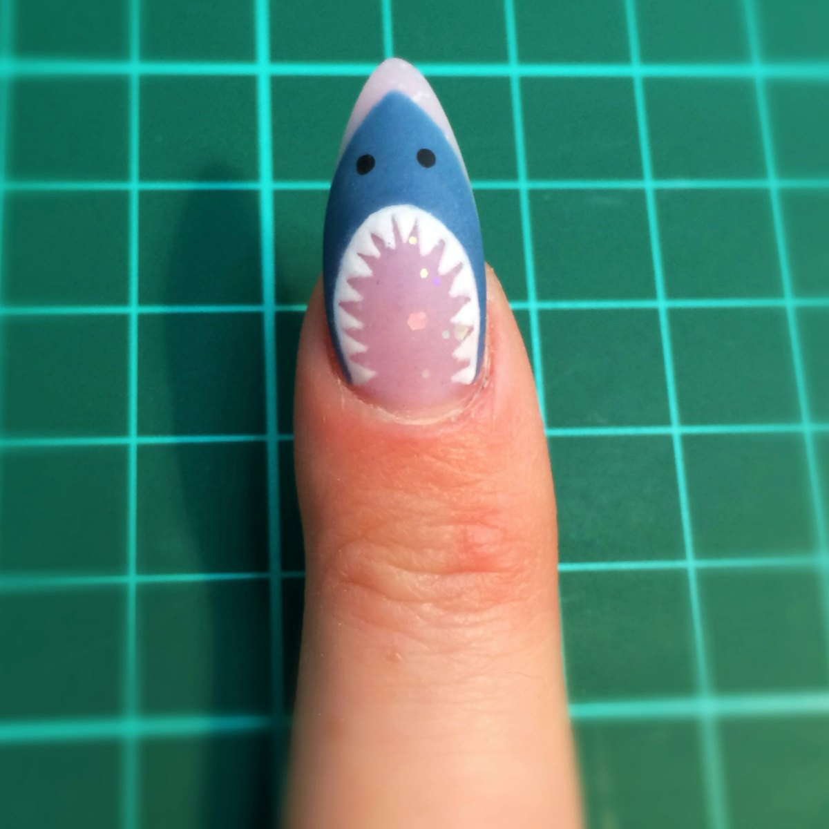 Nail Art Tutorial: Shark Nails | Beauty Launchpad, image size:1200x1200