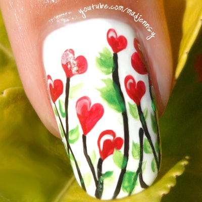 Floral Hearts Nail Art2 1