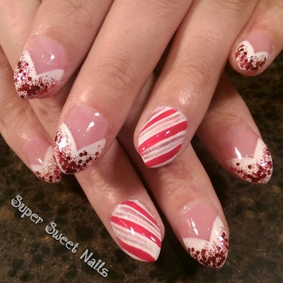 Glitter Tips And Candy Cane 1