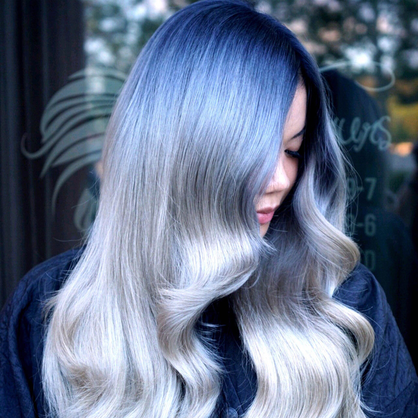 Smokey blue hair color