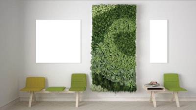 Waiting room with vertical garden