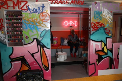 guest in subway car pedicure area