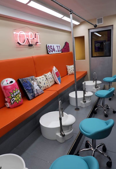pedicure stations inside subway car