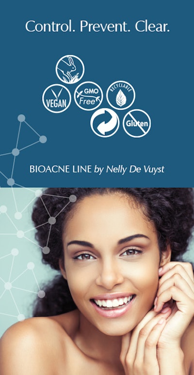 The new Nelly De Vuyst® BioAcne collection includes 6 products that are specifically designed to durably control and prevent visible symptoms of acne such as papules, pustules, excess sebum, blackheads and acne scars. The entire skincare line is certified organic by COSMOS® and Ecocert®. Created by five European associations, COSMOS® is the highest standard of certification available in the cosmetic industry and is recognized in over 150 countries.