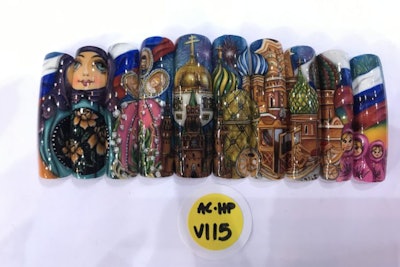 Acrylic Hand-Painted Nail Art Veteran first Place Pepe de Leon