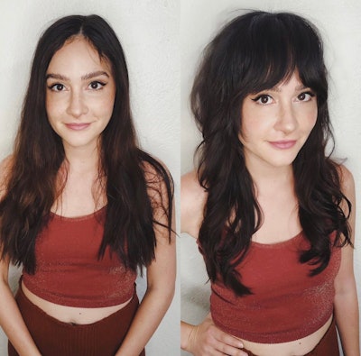 Before and after of a client with fuller fringe