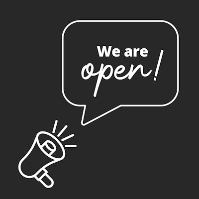 Call To Rebook G2 We Are Open Icon Black Post (3)