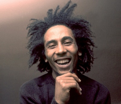 Bob Marley in dreadlocks.