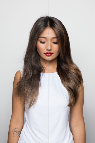 Before [L] and after [R] the P&R treatment! Hair by Erica Keelen (@ericakeelen_hair_love) and photography by Daryna Barykina (@daryna_barykina).