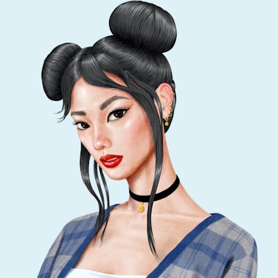 Depiction of 90’s Inspired Space Buns by Matthew Collins, @matthewstylist on Instagram