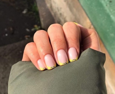 French Tip Smiley Face Manicure, by The Nail Gal Jen, @tng_jen on Instagram