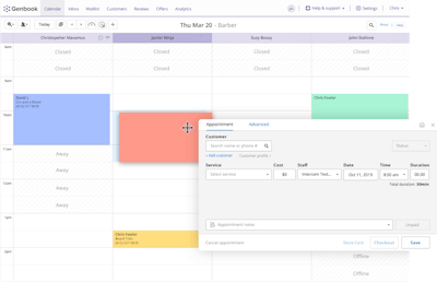 Genbook calendar dashboard