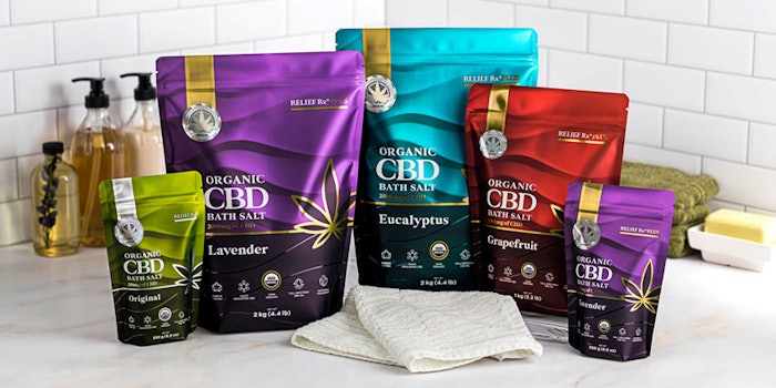 The Relief Rx collection features four scents: lavender, eucalyptus, grapefruit, and original. Each product is available in three sizes: 250 g bag contains 250 mg of CBD; 1 kg bag contains 1000 mg of CBD; and 2 kg bag contains 2000 mg of CBD.