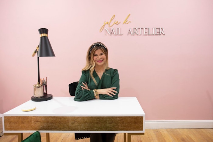 Celebrity manicurist Julie Kandalec at Julie K Nail Artelier in NYC.