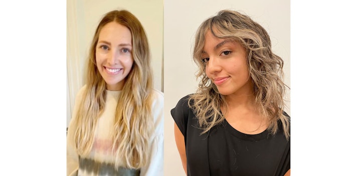Left to right: Kylee Heath's textured waves air-dry tutorial; Karla Valenzuela's shaggy cut for wash-and-go styling.