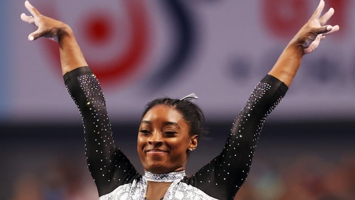 Simone Biles wearing floating eyeliner