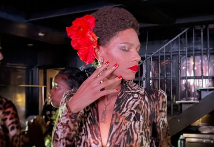 Model at Naeem Khan Spring and Summer 2022 show, nails by Aki Hirayama