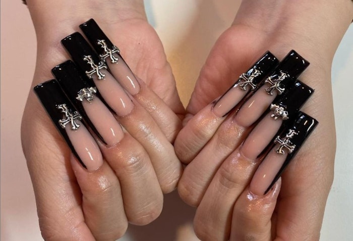 Black French nail set by Michelle Salomon Flores