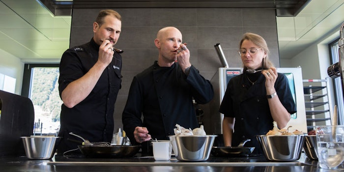 (From L) Mane chefs including Jörg Kreidler, Matthew Downes and Barbara Prägler collaborated with formulators and R&D engineers to develop culinary stocks using Mane concentrated juices.