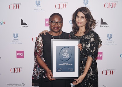 Achiever Award: Anna Persaud (at right), Ph.D., CEO, ThisWorks and VP, Skincare & Topicals, Canopy Growth.