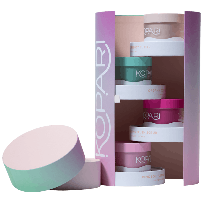 Kopari has unveiled new sustainable packaging in a limited edition bundle.