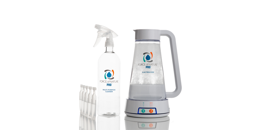 Force of Nature Pro disinfectant bottle and capsules