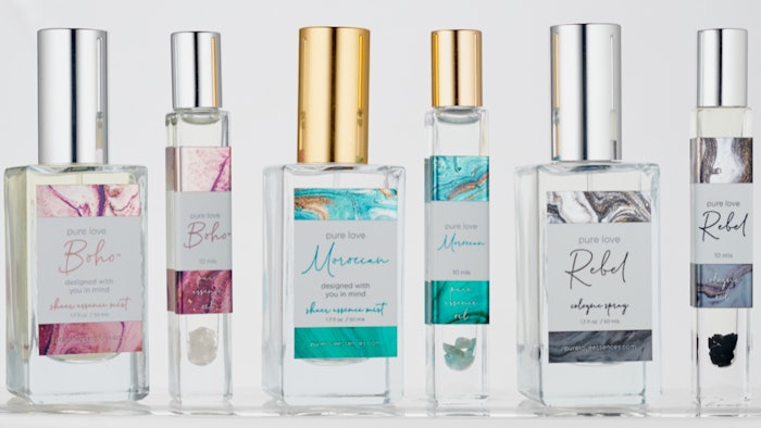 Pure Love Essences feature woodsy, amber, musk and coconut notes.