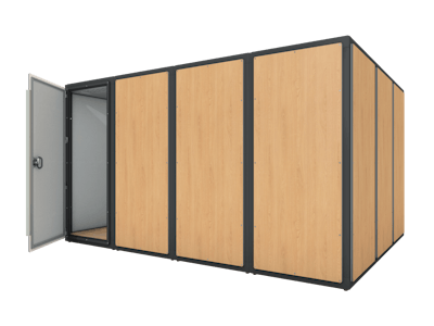 The booth can transform into a therapy room for massages, osteopathic treatments, skin care or cosmetic services.