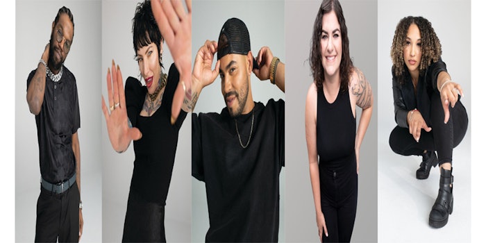 Cosmoprof Artistic Team (left to right): Keon Washington, Presley Poe, Juan Carlos De La Cruz, Kristen Lumiere and Brenda Espinosa