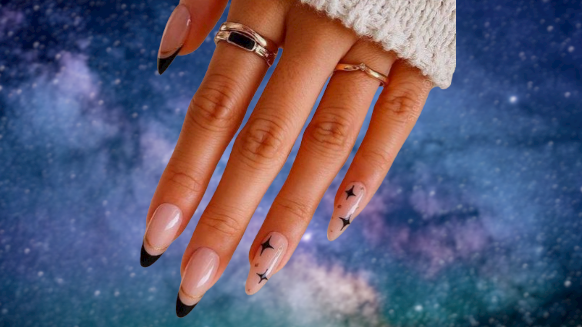 Black french tip manicure