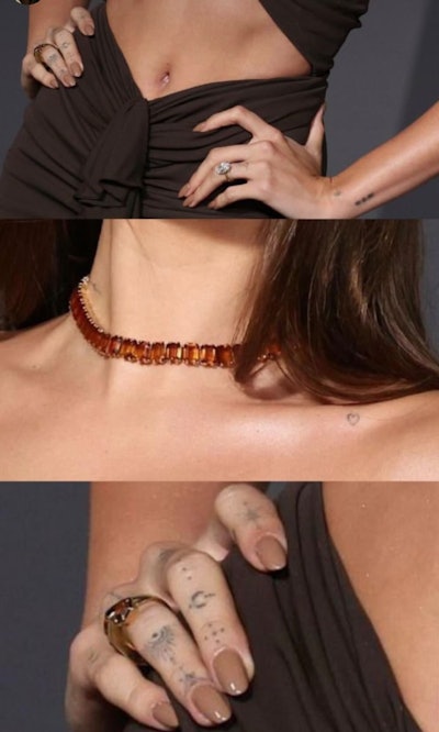 Hailey Bieber's manicure at the 2nd Annual Academy Museum Gala