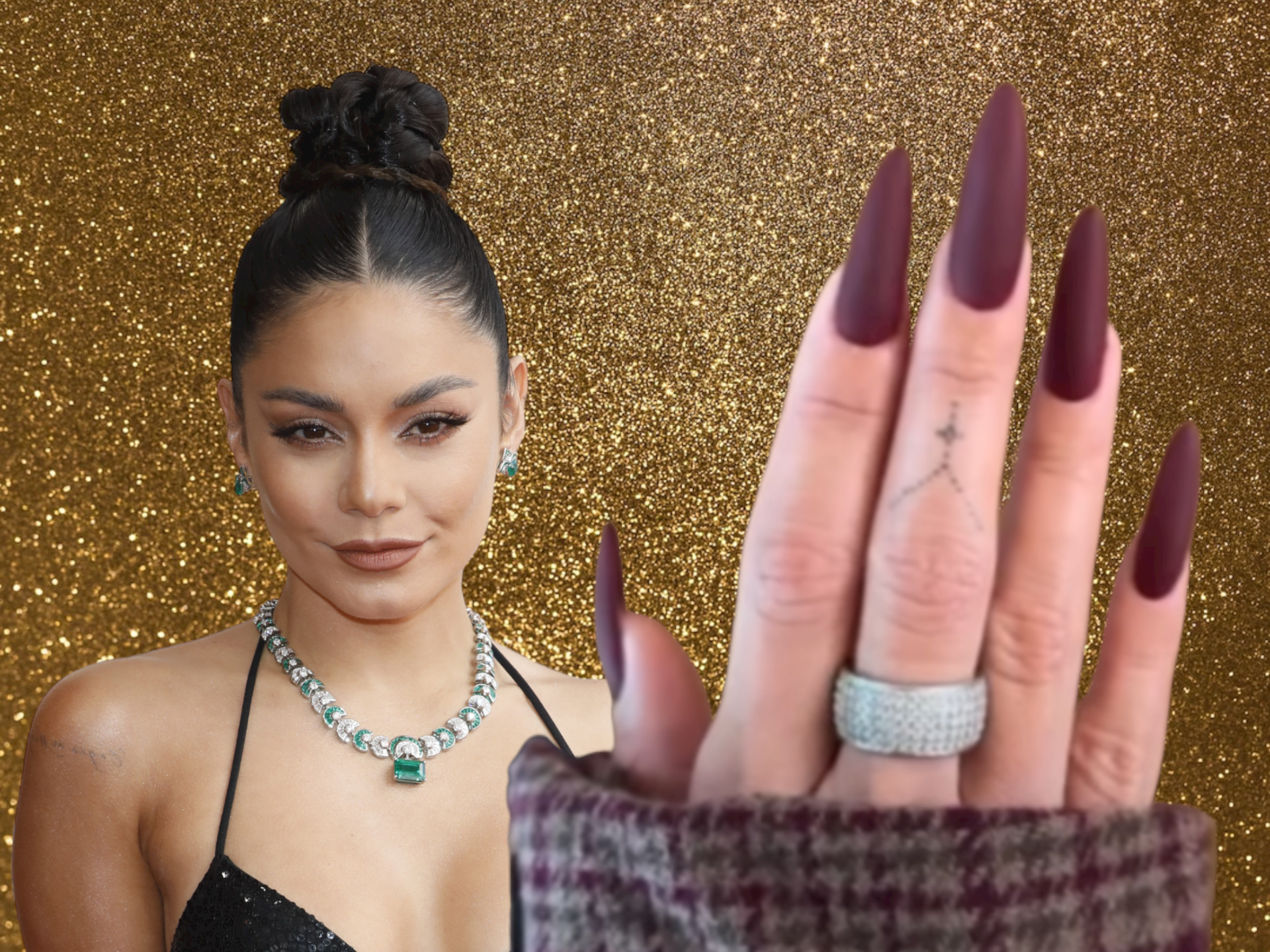 Vanessa Hudgens showed off her matte burgundy nails on Instagram