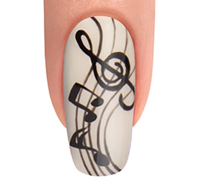 Musical note nail art using the I Wanna Dance collection from Gelish and Morgan Taylor