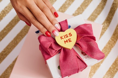 Red and nude ombre nail look