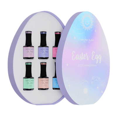 Madam Glam's limited edition Easter Egg box contains six soak-off gel polishes.