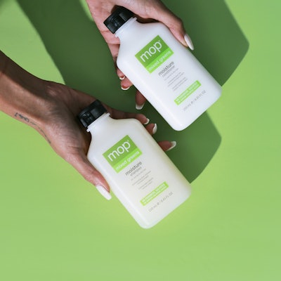 Use mop mixed greens shampoo and conditioner to care for your textured hair.