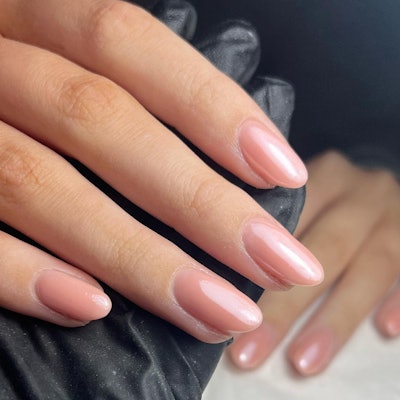 A traditional lip gloss nail manicure by Lauren Nicole