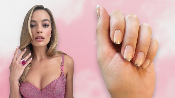 Liana Thomson with nails.co.uk shares how you can bring Barbie star Margo Robbie's micro-French pink manicure to life.