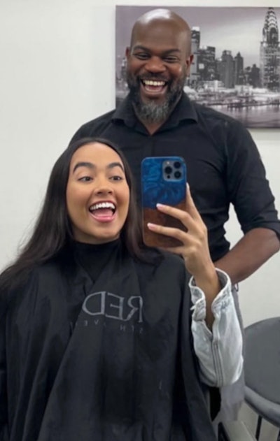 Jorge Perez with a client