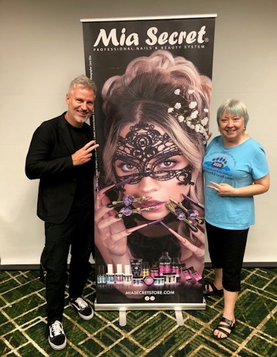 Tom Bachik and Jill Wright in his Mia Secret Workshop at the Smokies Nail Show.