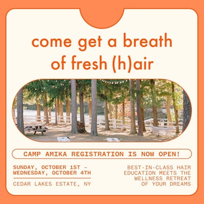 camp amika is an intimate, stylists-only experience designed to combine their unique approach to hair education with a luxury camp retreat. Their goal is to help stylists channel their creativity and give them the space to spark new ideas, create lifelong connections and leave with memories that will last a lifetime!
