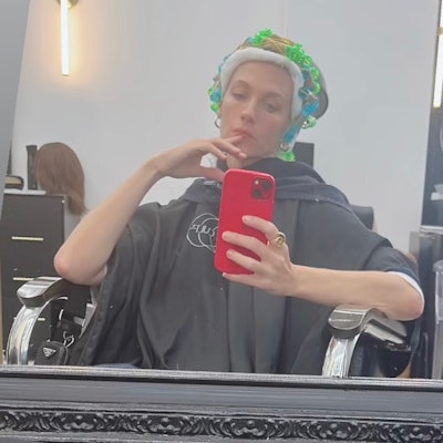 January receiving a perm using Curl Cult products.