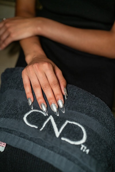 Crystal lined nails for Christian Cowan designed by lead manicurist Julie Kandalec using products from CND