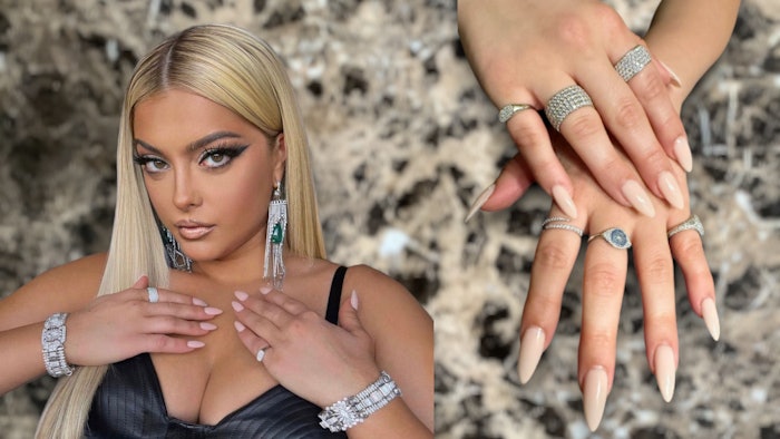 Manicurist Marietta Mack styled Bebe Rexha's nails for the VMAs using products from Aprés Nail.