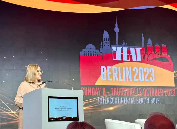 Maria Spyraki, member of the European Parliament for Nea Demokratia (EPP), speaking at IFEAT 2023.