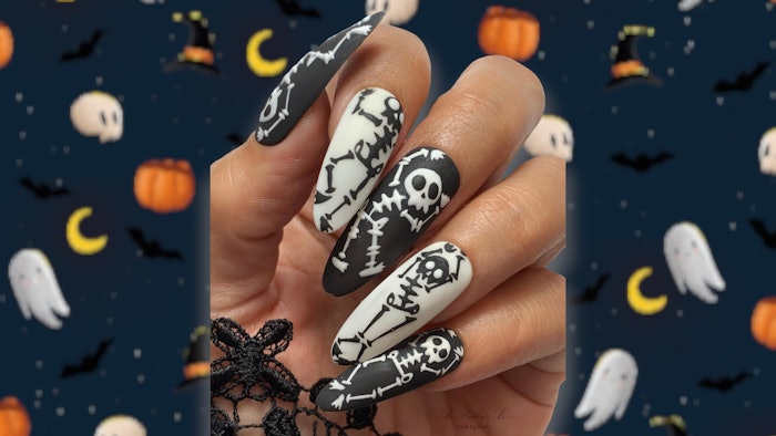 Magpie Beauty Brand Partner Kelly Scothorn shares how to create skeleton nail art perfect for spooky season.